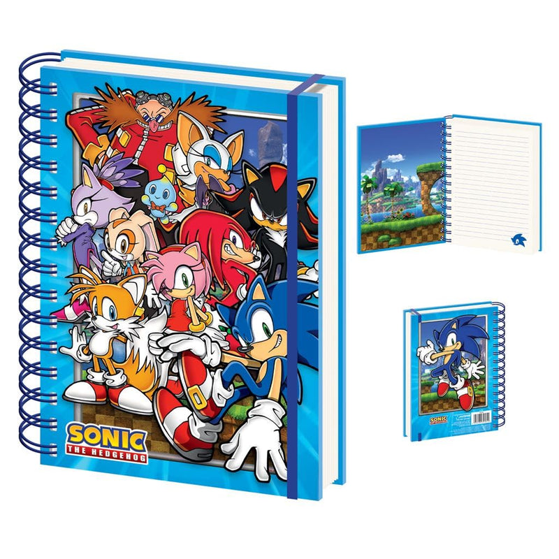 Pyramid International Sonic the Hedgehog (Green Hill Zone Gang Design) A5 Wiro Notebook, Lined Journal Notebook, 120 Pages A5 Notebook Hardback - Official Merchandise