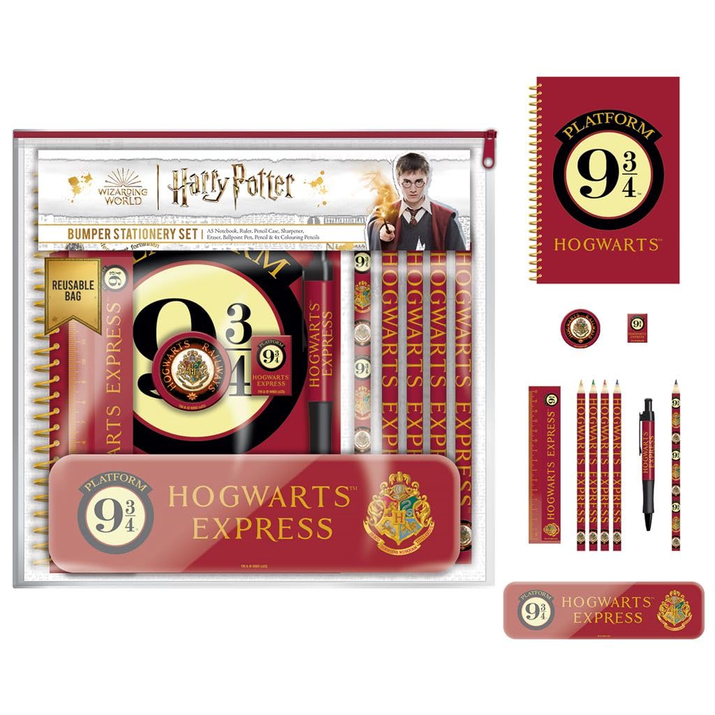 Harry Potter Bumper Stationery Set (Platform 9 3/4 Design) Harry Potter Gifts for Girls and Boys, Harry Potter Gifts for Women and Men - Official Merchandise