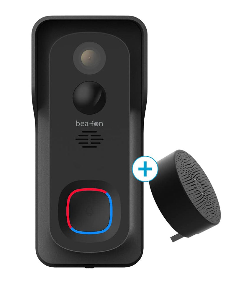 Beafon, Smarthome, Visitor 1V, Outdoor Videotürklingel mit Glocke, Kamera Full HD 2 MP, 2,4G WiFi, Akku 6700 mAh (kabellos), Schutzklasse IP 54, autom. Alarmauslöser, Echtzeitvideos