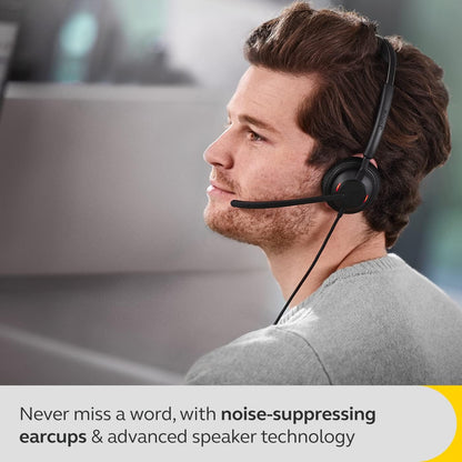 Jabra Engage 50 II Wired Stereo Headset with Link Call Control, Noise-Cancelling 3-Mic Technology and USB-A Cable - Works with all Leading Unified Communications Platforms such as Zoom & Unify - Black