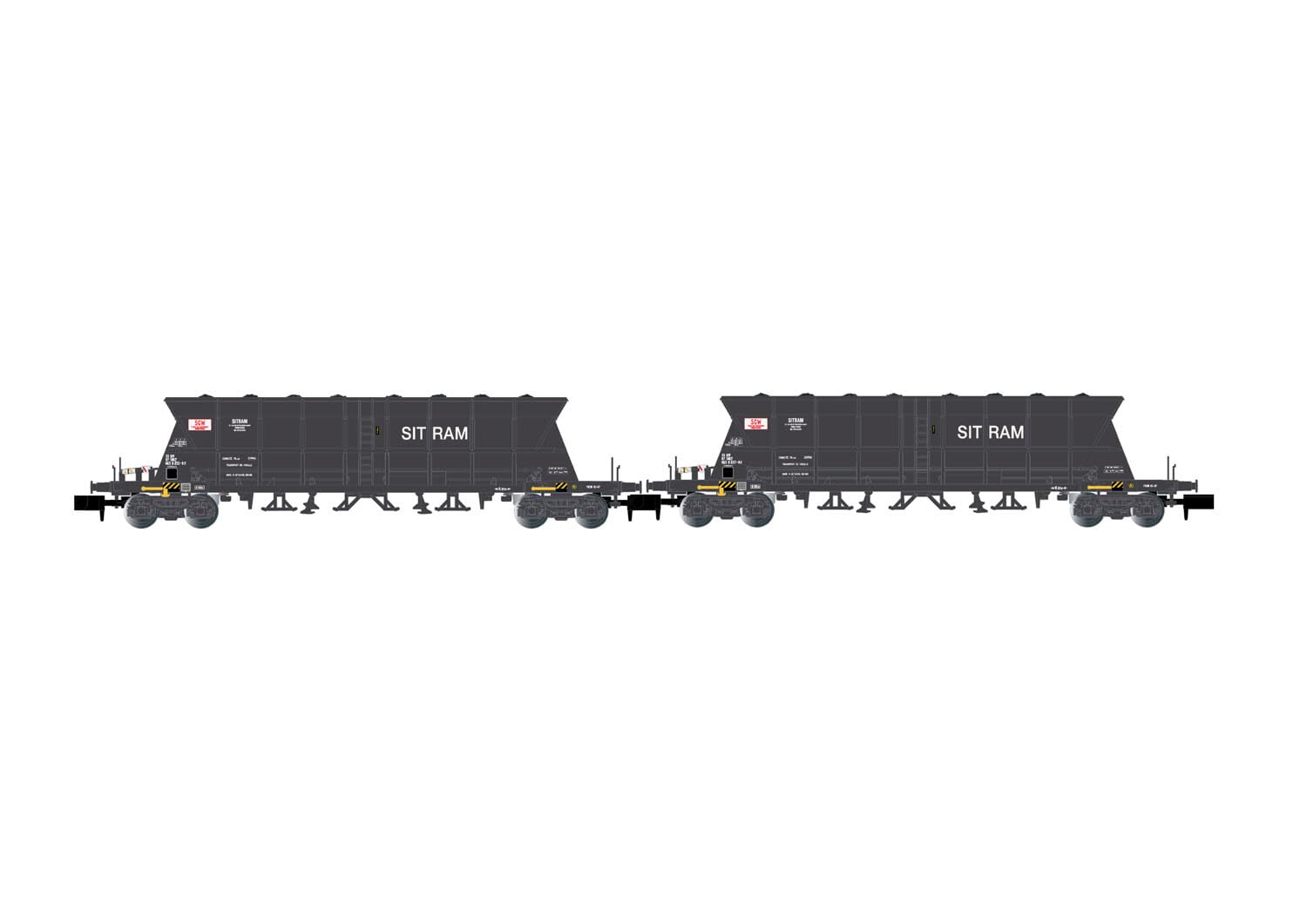 Sncf, 2-Unit Pack 4-Axle Coal Hopper Wagons Faoos ``S.G.W. / Sitram``, Ep. Iv