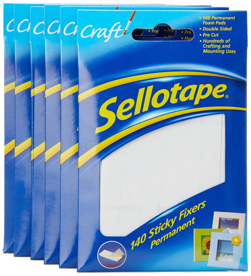 Sellotape Sticky Fixers Double-sided 12x25mm 140 Pads Ref 1445422  Pack of 6 140 Pads Single