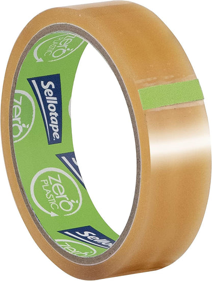 Sellotape Zero Plastic Tape, Multi-Purpose Clear Tape for Household Objects, Clear Packing Tape for Sticking Envelopes or Cards, Easy to Use Packaging Tape, 24mmx30m