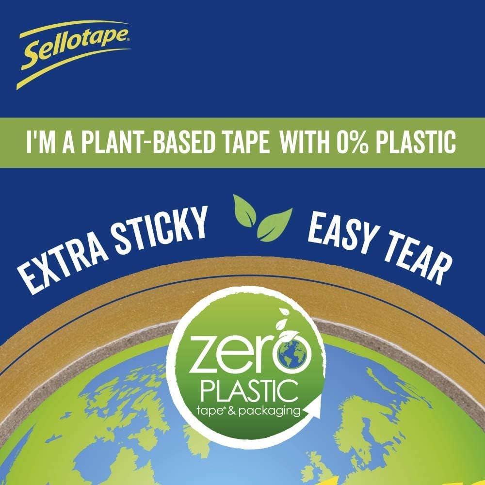 Sellotape Zero Plastic Tape, Multi-Purpose Clear Tape for Household Objects, Clear Packing Tape for Sticking Envelopes or Cards, Easy to Use Packaging Tape, 24mmx30m