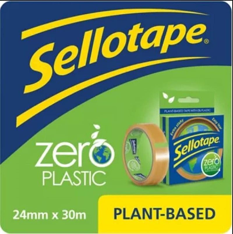 Sellotape Zero Plastic Tape, Multi-Purpose Clear Tape for Household Objects, Clear Packing Tape for Sticking Envelopes or Cards, Easy to Use Packaging Tape, 24mmx30m