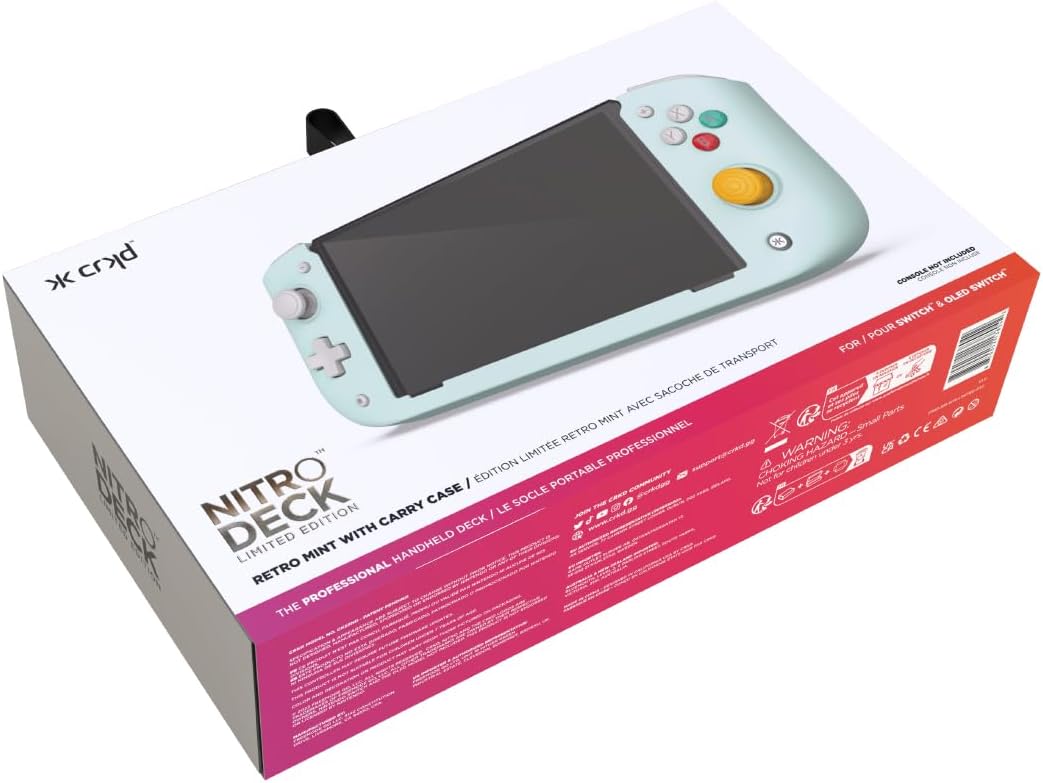 CRKD Nitro Deck Limited Edition with Carry Case - Professional Handheld Deck with Zero Stick Drift for Nintendo Switch and Switch OLED (Retro Mint - Crystal Collection