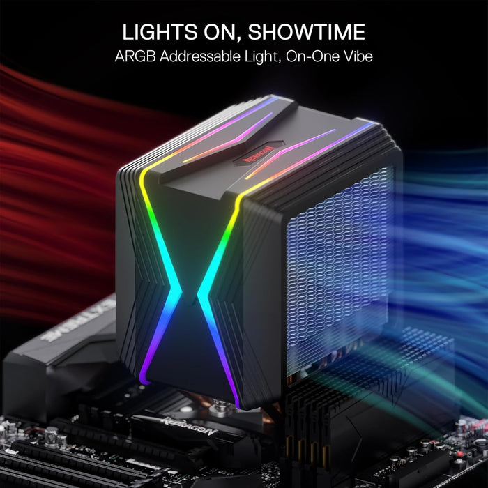 Redragon C218 Dual Tower CPU Air Cooler, A-RGB CPU Cooling Fan, 120mm PWM Low Noise, 6 Heat Pipes Aluminium Heatsink PBT Shell Cover, for Intel 1700/115X/1200, AMD AM4/AM5