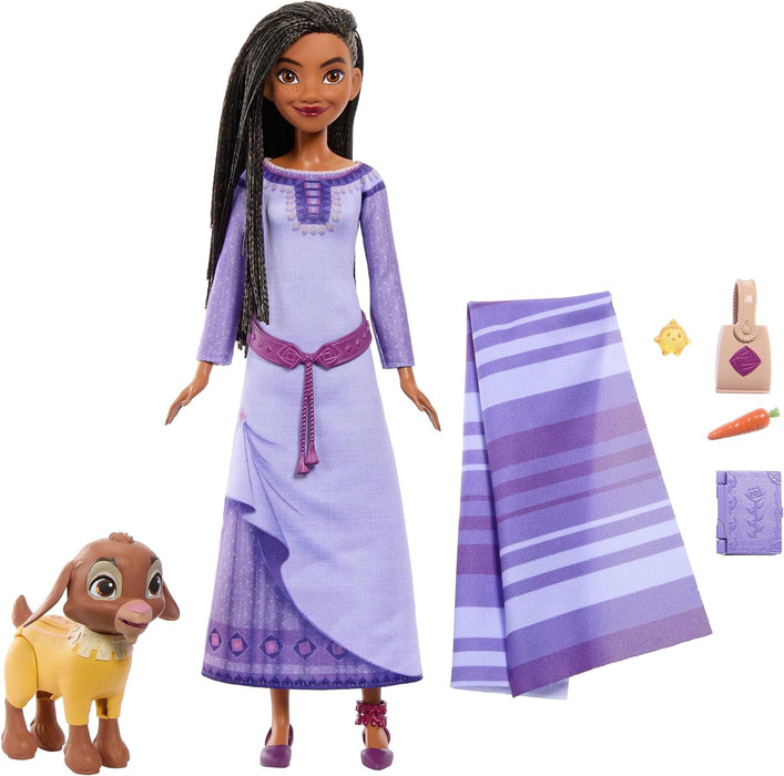 Mattel Disney Wish El Poder de los Deseos, Asha Muñeca con cabra Valentino, Star y accesorios, inspirado en la película, juguete +3 años, accesorios puede variar (HPX25)