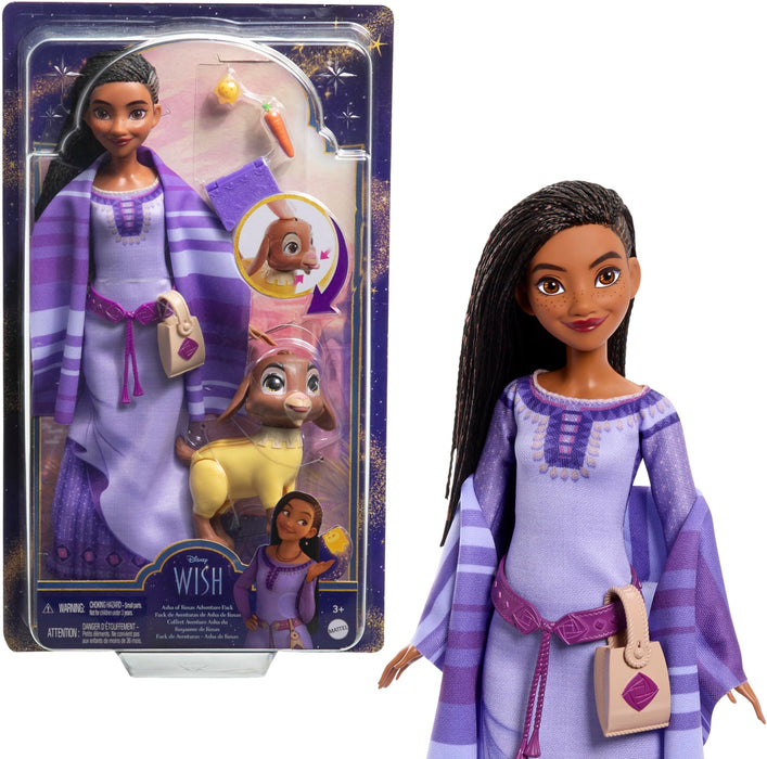Mattel Disney Wish El Poder de los Deseos, Asha Muñeca con cabra Valentino, Star y accesorios, inspirado en la película, juguete +3 años, accesorios puede variar (HPX25)