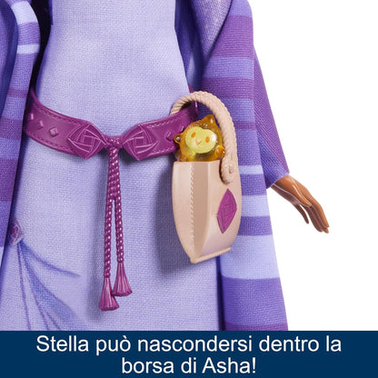 Mattel Disney Wish El Poder de los Deseos, Asha Muñeca con cabra Valentino, Star y accesorios, inspirado en la película, juguete +3 años, accesorios puede variar (HPX25)