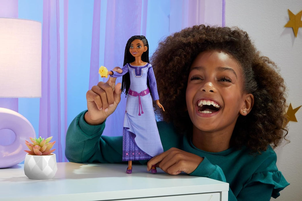 Mattel Disney Wish singende Asha of Rosas Modepuppe & Star Figur, beweglich mit abnehmbarem Outfit, singt "This Wish" auf