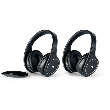 Meliconi HP Easy Digital Bundle, 2 Wireless Stereo TV Headsets, 100% Digital, with Analog/Digital Audio Input and Dimensional Transmitter Base Black Single