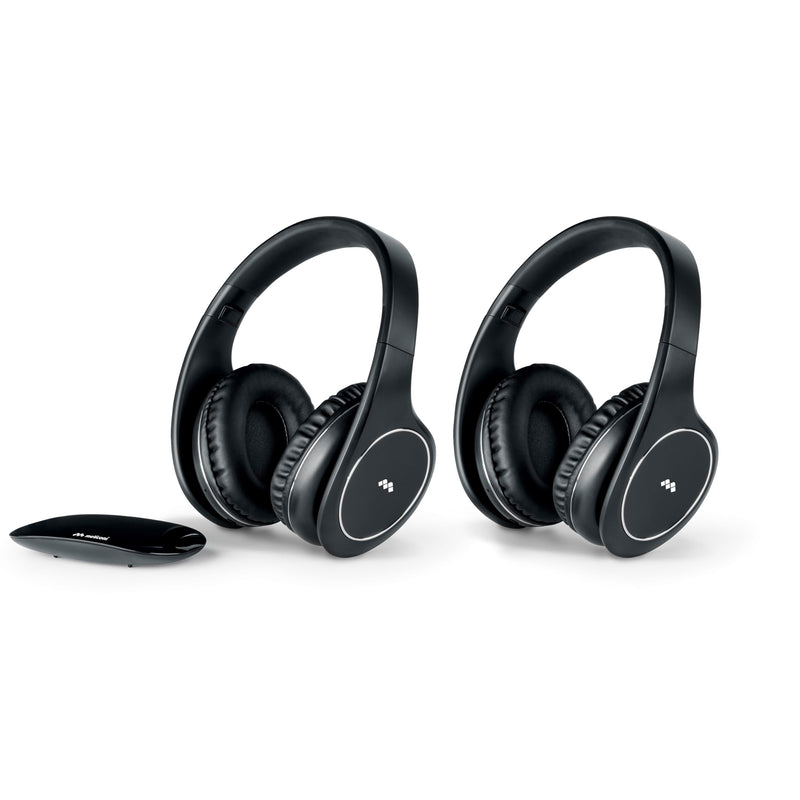 Meliconi HP Easy Digital Bundle, 2 Wireless Stereo TV Headsets, 100% Digital, with Analog/Digital Audio Input and Dimensional Transmitter Base Black Single