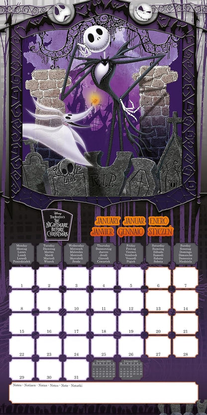 Calendario Disney The Nightmare Before Christmas 2024 – Calendario mensile con vista 30 cm x 30 cm, regali Disney per donne e uomini, regali Disney per ragazze e ragazzi, calendario per bambini