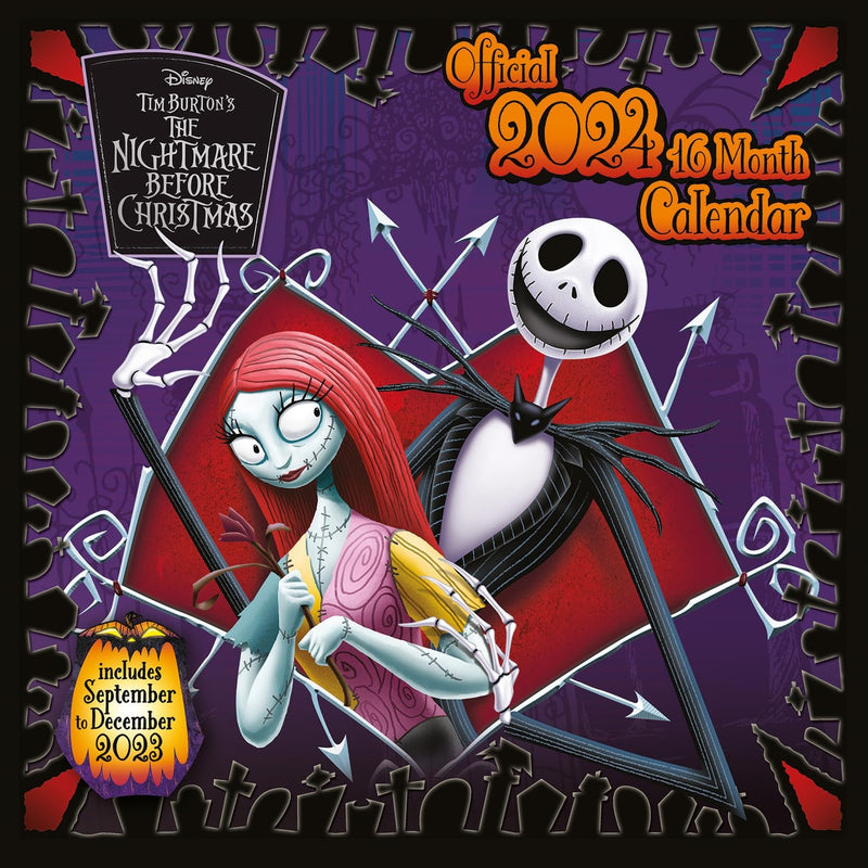 Calendario Disney The Nightmare Before Christmas 2024 – Calendario mensile con vista 30 cm x 30 cm, regali Disney per donne e uomini, regali Disney per ragazze e ragazzi, calendario per bambini