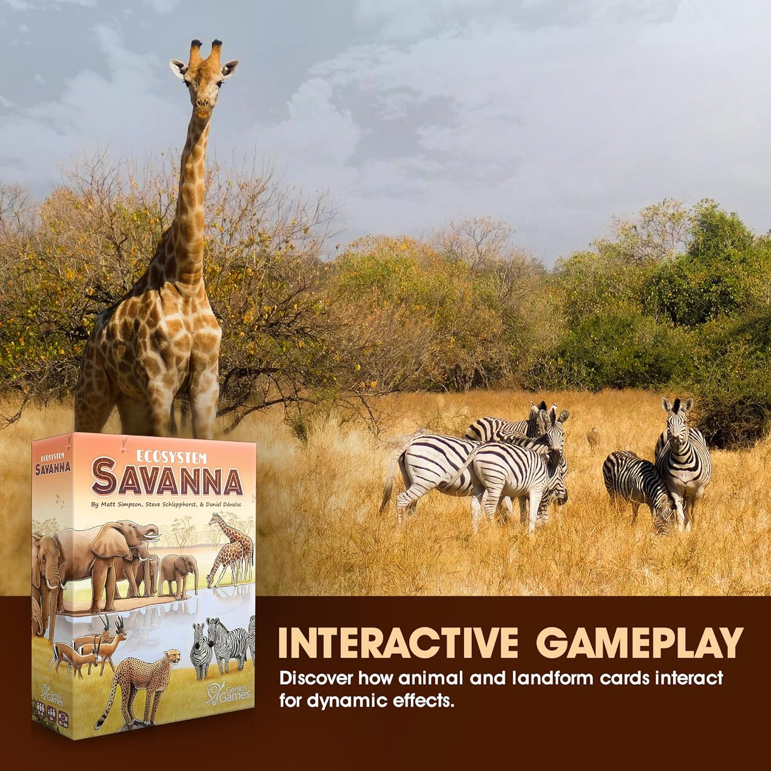 Ecosystem: Savanna - A Family Card Game About Animals on Grassy Woodland of African Savanna - Fun & Educational Ecology Game for Kids & Adults - Strategy Board Game for Gamers, Students & Teachers