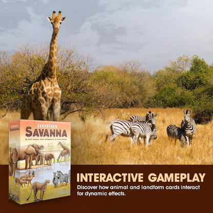 Ecosystem: Savanna - A Family Card Game About Animals on Grassy Woodland of African Savanna - Fun & Educational Ecology Game for Kids & Adults - Strategy Board Game for Gamers, Students & Teachers