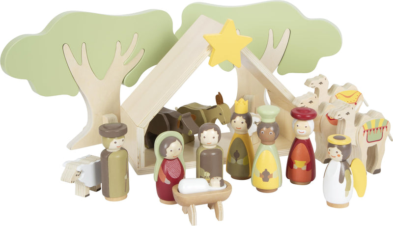 Small Foot Manger Play Set Made of Wood, Child-Friendly Christmas Decoration, 12356 Toys