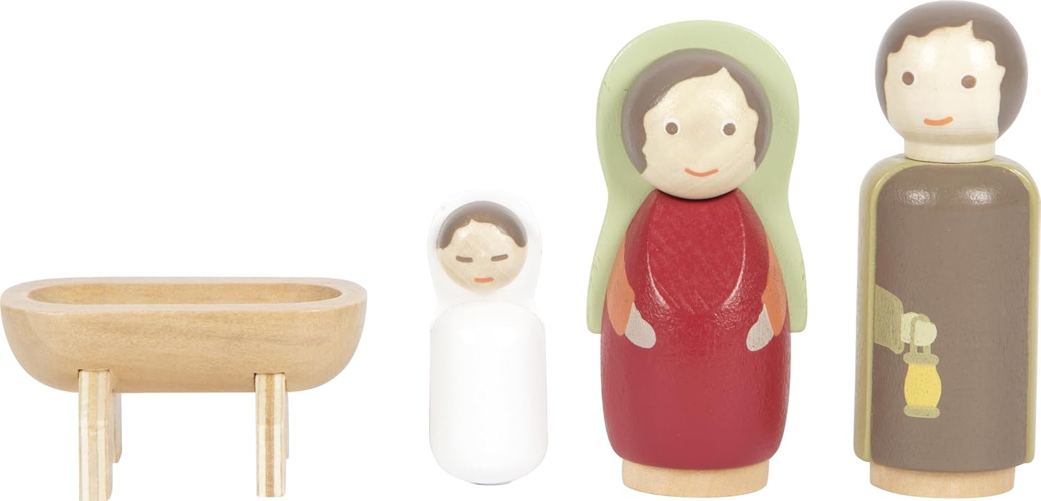 Small Foot Manger Play Set Made of Wood, Child-Friendly Christmas Decoration, 12356 Toys