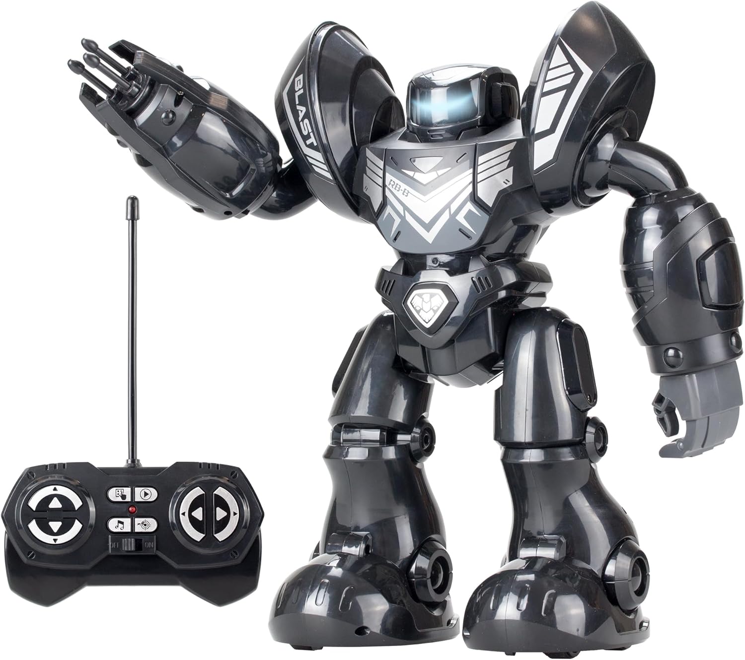 Silverlit YCOO - Robo Blast Black - Remote Control Robot - Shooting Function - Music Included - Dance Function XXL Robot