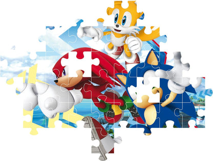 Clementoni 27267 Sonic Supercolor Puzzle-Sonic-104 Pieces, Jigsaw Kids Age 6, Puzzle Cartoon, Made in Italy