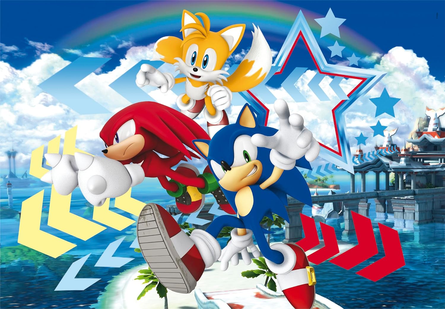 Clementoni 27267 Sonic Supercolor Puzzle-Sonic-104 Pieces, Jigsaw Kids Age 6, Puzzle Cartoon, Made in Italy