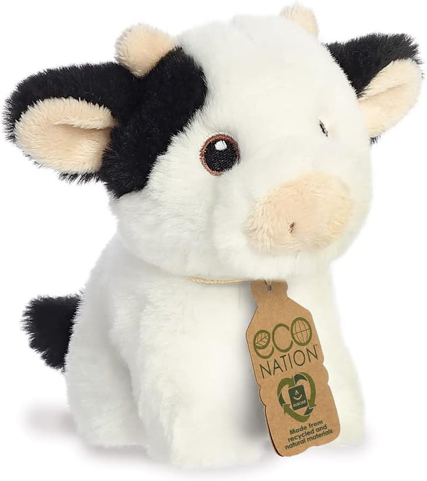AURORA, 35072, Eco Nation Mini Cow, 5In, Soft Toy, Black & White