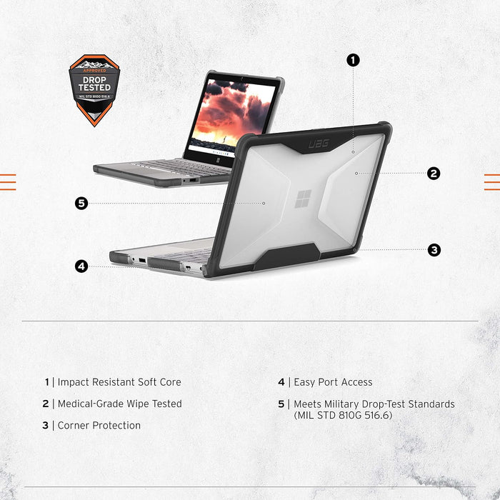 URBAN ARMOR GEAR UAG Designed for Surface Laptop SE Case 2022 11.6 inch Screen Laptop for Education Clear Translucent Ice Rugged Featherlight Shockproof Plyo Military Drop Tested Laptop Cover