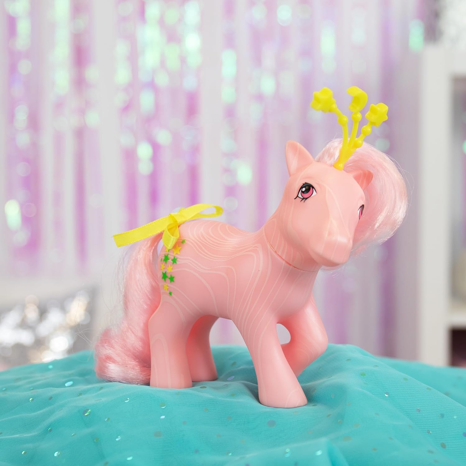 Celestial Ponies - Milky Way, My Little Pony, Basic Fun, 35344, Retro Horse Toys for Girls and Boys, 40th Anniversary Pink Pony Figure, Includes Celestial Crown and Accessories, Ages 4 years +