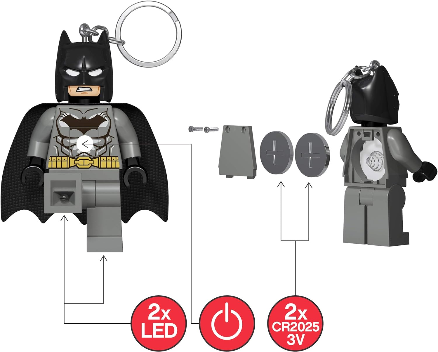 LEGO DC Super Heroes Keychain Light - Batman - 3 Inch Tall Figure (KE92H