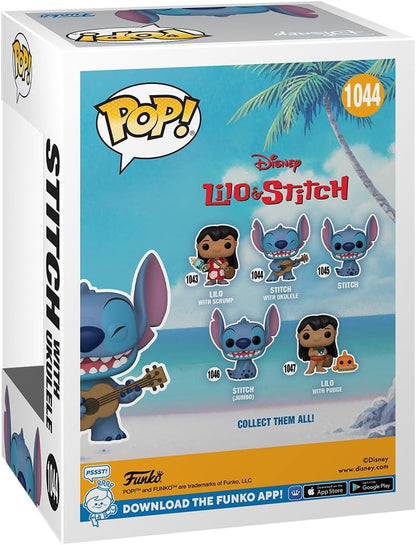Funko POP! & Tee: Lilo & Stitch - Ukelele Stitch - Flocked - Large - (L) - T-Shirt - Clothes With Collectable Vinyl Figure - Gift Idea - Toys and Short Sleeve Top for Adults Unisex Men and Women