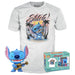 Funko POP! & Tee: Lilo & Stitch - Ukelele Stitch - Flocked - Large - (L) - T-Shirt - Clothes With Collectable Vinyl Figure - Gift Idea - Toys and Short Sleeve Top for Adults Unisex Men and Women