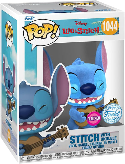 Funko POP! & Tee: Lilo & Stitch - Ukelele Stitch - Flocked - Large - (L) - T-Shirt - Clothes With Collectable Vinyl Figure - Gift Idea - Toys and Short Sleeve Top for Adults Unisex Men and Women