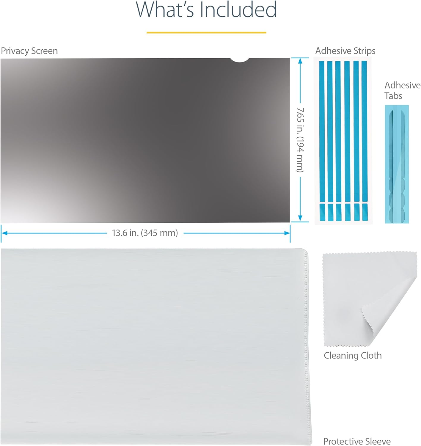 StarTech.com Filtro de Privacidad de 15,6 Pulgadas 16:9 para Portátil - Pantalla de Privacidad Protector Anti Brillo para Portátil - Anti Luz Azul con Reducción del 51% - +/- 30° (156L-PRIVACY-SCREEN