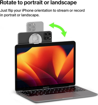 Belkin iPhone MagSafe Camera Mount for MacBook, Magnetic iPhone Continuity Camera Mount, Turn iPhone to Webcam, Compatible with MacBook Pro, Air, iPhone 15, 14, 13, 12 series with ring grip