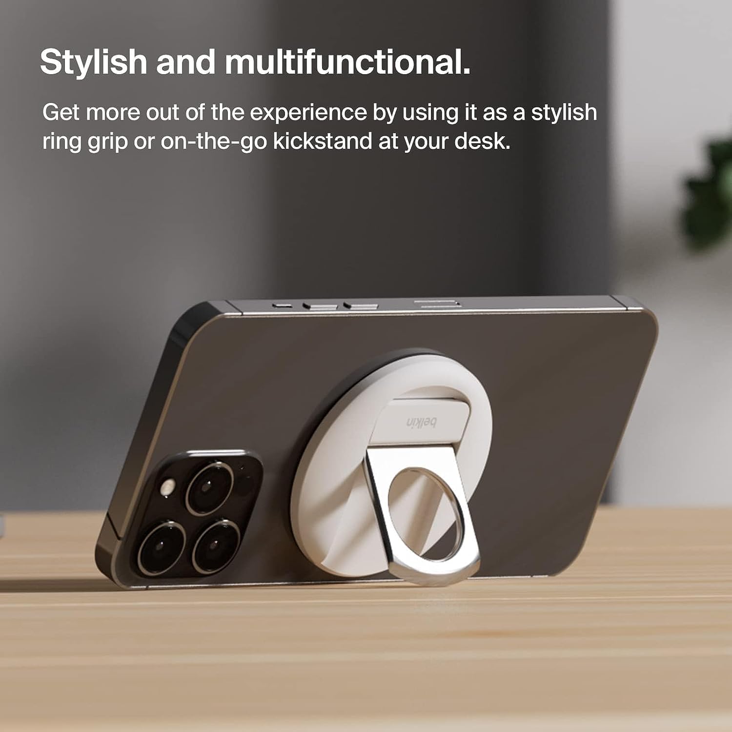 Belkin iPhone MagSafe Camera Mount for MacBook, Magnetic iPhone Continuity Camera Mount, Turn iPhone to Webcam, Compatible with MacBook Pro, Air, iPhone 15, 14, 13, 12 series with ring grip
