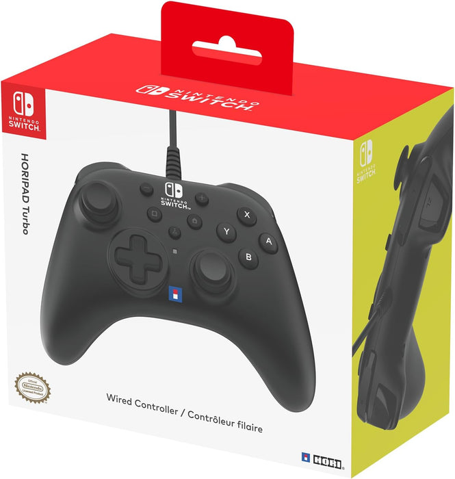 HORI Nintendo Switch HORIPAD Turbo (Black) Wired Controller Pad - Officially Licensed by Nintendo - Nintendo Switch & Nintendo Switch - OLED Model