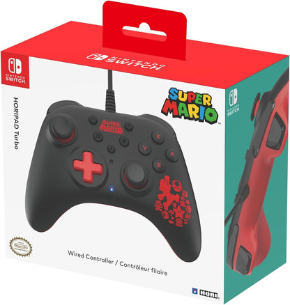 HORI Nintendo Switch HORIPAD Turbo (Mario) Ergonomic Wired Controller Pad - Officially Licensed by Nintendo - Nintendo Switch & Nintendo Switch - OLED Model