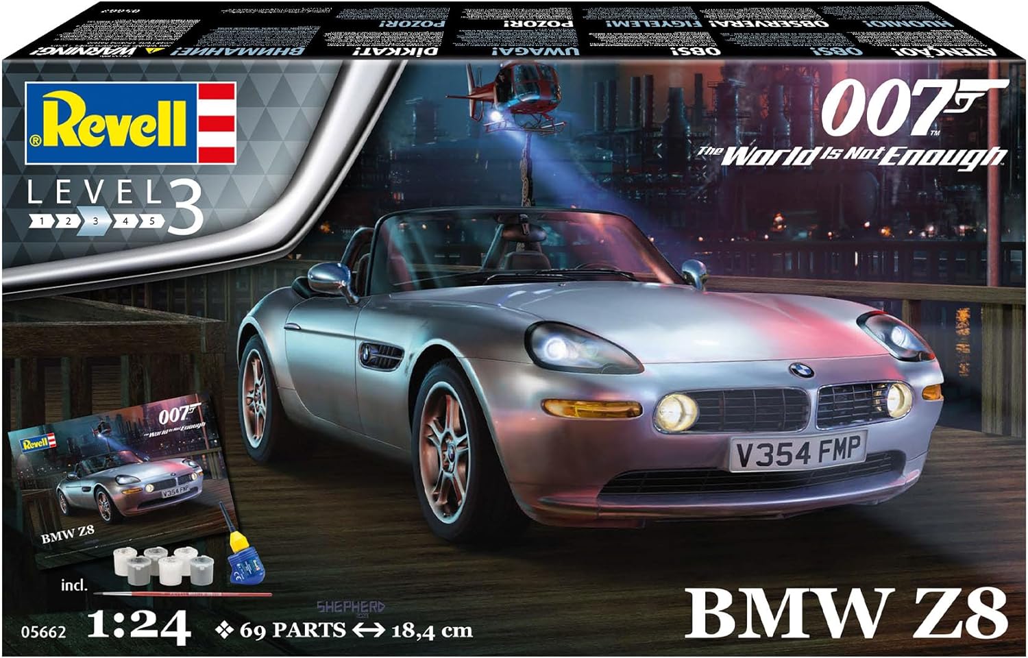 Revell Gift Set 05662 James Bond 007 The World Is Not Enough, BMW Z8, 1:24 Scale Unbuilt Plastic Model Kit, With Accessories & Poster