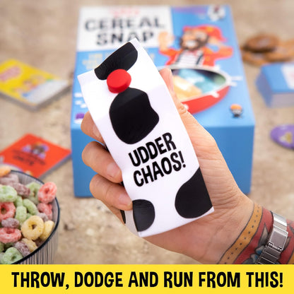 Cereal Snap: The Lighting Fast Matching & Throwing Game | 3-16 Players | Family Party Game for Teens & Kids, Comes with A Squishy Milk Carton, Active Family Card Game