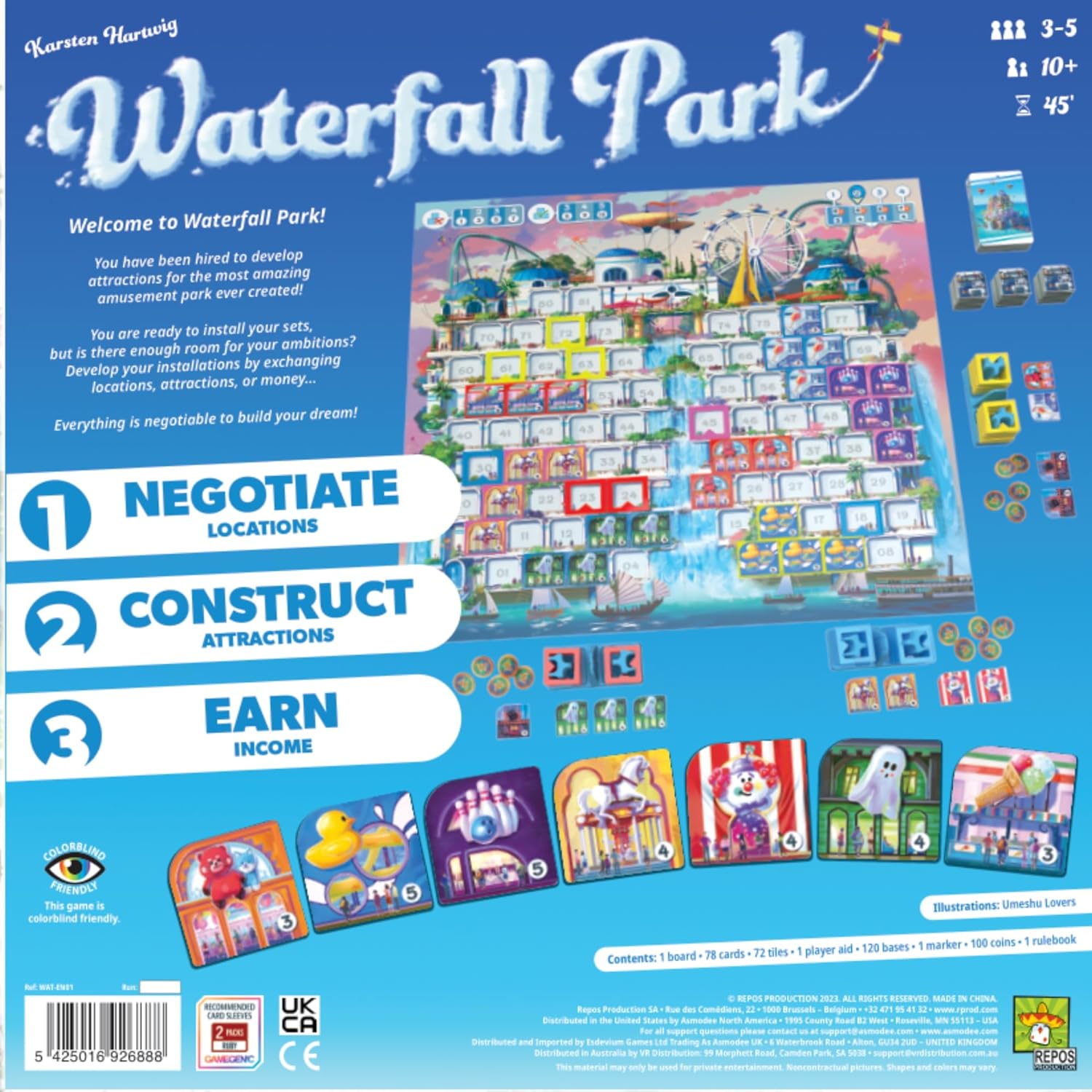 Repos | Waterfall Park | Board Game | Ages 8+ | 3-5 Players | 45 Minutes Playing Time