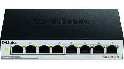 D-Link DGS 1100-08PV2 - Switch - Smart - 8 x 10/100/1000 (PoE) - Desktop - PoE (64 W