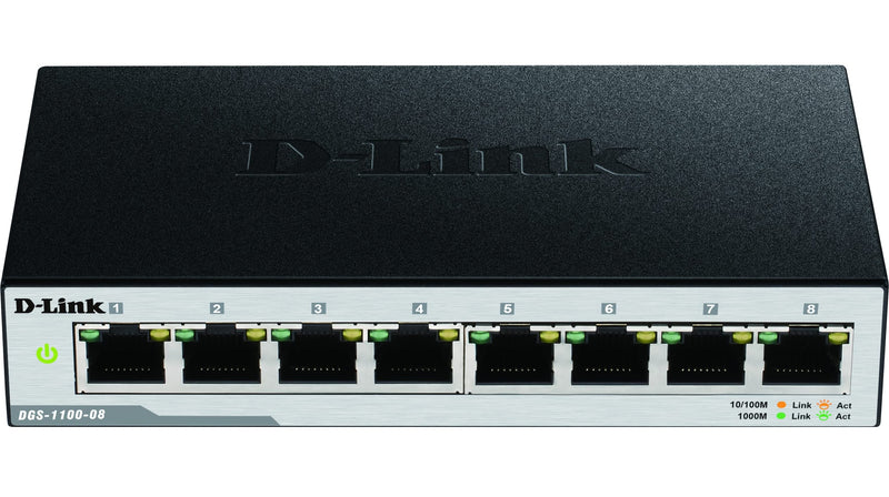 D-Link DGS 1100-08PV2 - Switch - Smart - 8 x 10/100/1000 (PoE) - Desktop - PoE (64 W