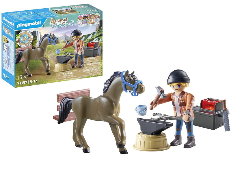 Playmobil 71357 Horses of Waterfall - Farrier Ben and Archilles, Horse Toy, Fun Imaginative Role-Play, PlaySets Suitable for Children Ages 4+