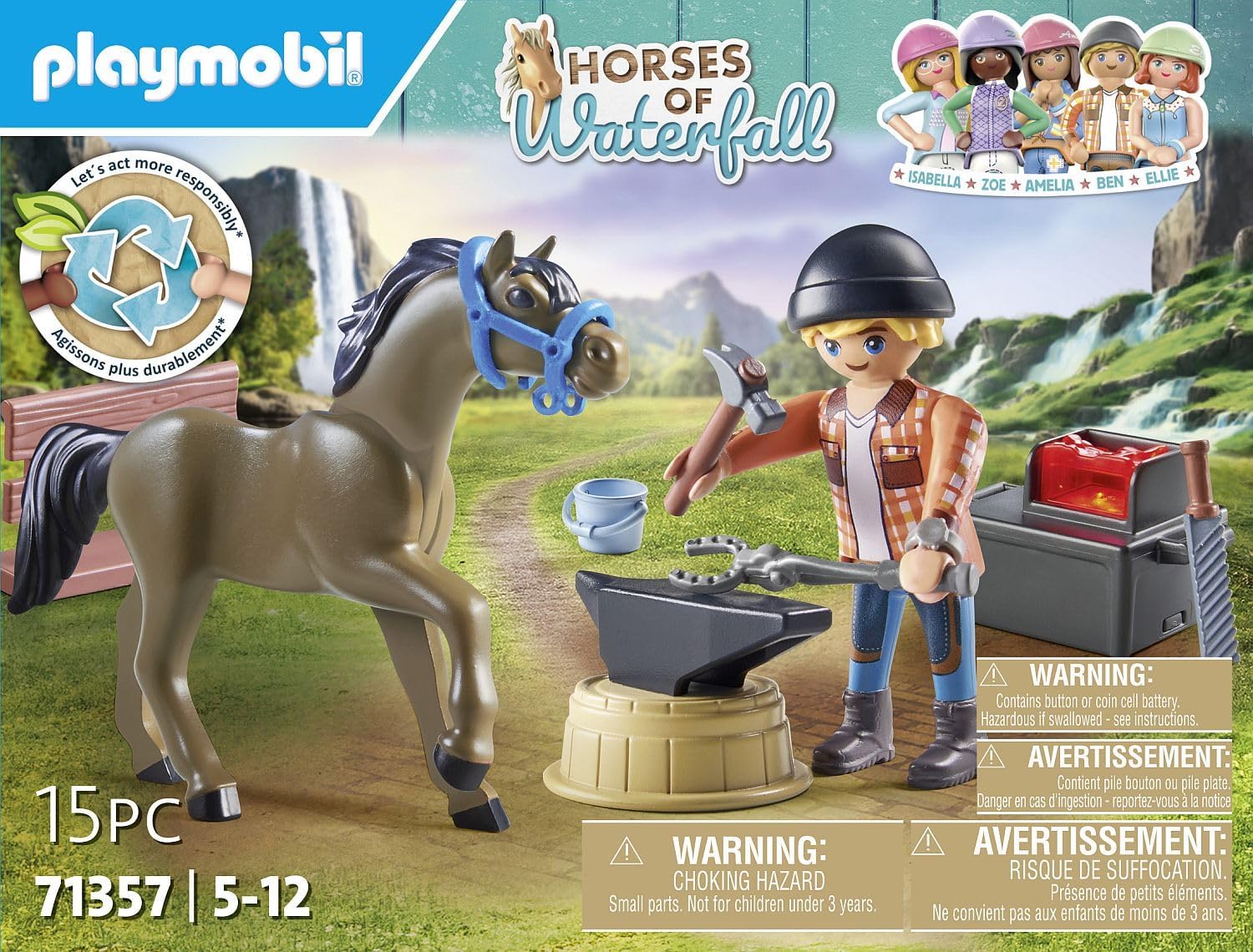 Playmobil 71357 Horses of Waterfall - Farrier Ben and Archilles, Horse Toy, Fun Imaginative Role-Play, PlaySets Suitable for Children Ages 4+