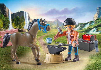 Playmobil 71357 Horses of Waterfall - Farrier Ben and Archilles, Horse Toy, Fun Imaginative Role-Play, PlaySets Suitable for Children Ages 4+