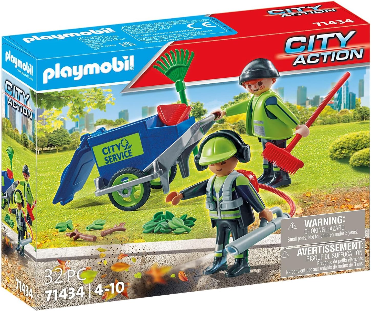 Playmobil 71434 City Action Street Cleaning Team, city cleaning, figures and rubbish bin for pushing along, educational toy, fun imaginative role-play, playsets suitable for children ages 4+