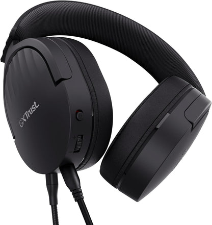 Trust Gaming GXT 489 Fayzo Gaming Headset for PC, PS5, PS4, Xbox Series X|S, Switch, Mobile, 3.5 mm Jack, 85% Recycled Plastics, Over-Ear Wired Headphones with Noise Cancelling Microphone - Black