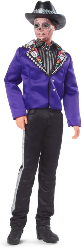 2023 Día De Muertos Ken Doll Wearing Blue Jacket and Black Hat, Barbie Signature Collectible, HJX15