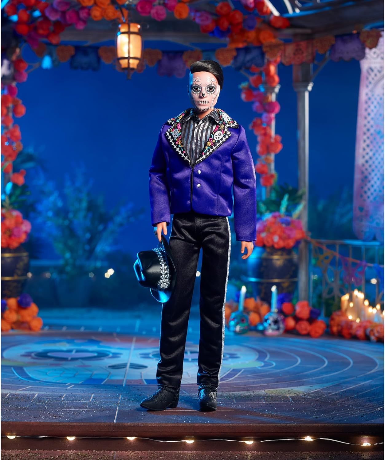 2023 Día De Muertos Ken Doll Wearing Blue Jacket and Black Hat, Barbie Signature Collectible, HJX15